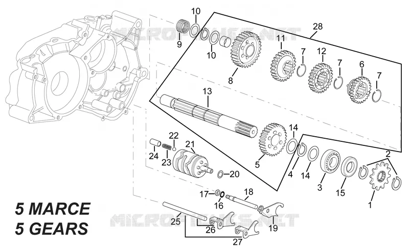 Driven shaft - 5 GEARS