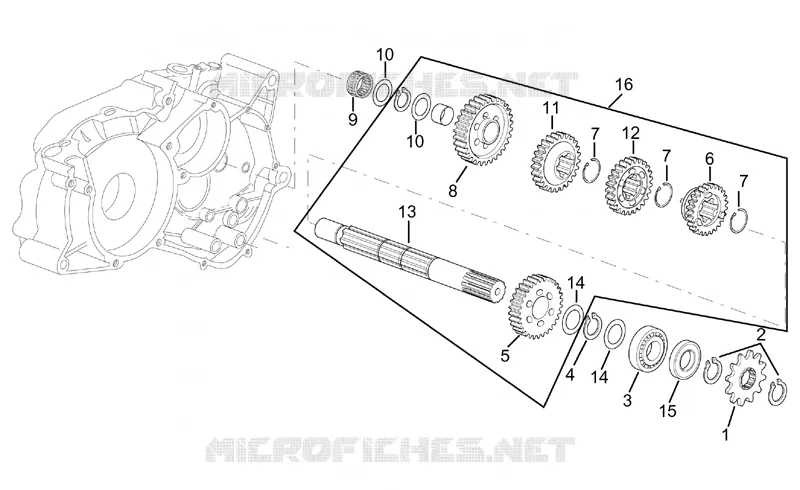 Driven shaft 5 speed gearbox