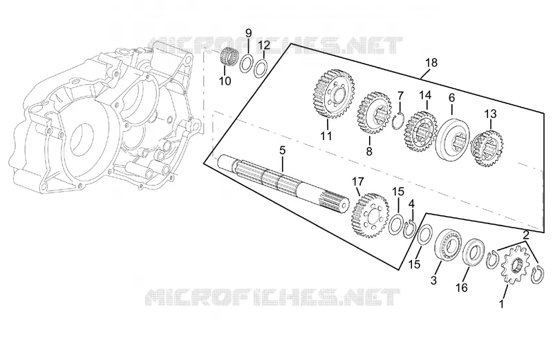 Driven shaft 4 speed gearbox